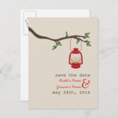 Olielamp Camping / Outdoor Wedding Save the Date Aankondigingskaart (Voorkant / Achterkant)