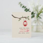 Olielamp Camping / Outdoor Wedding Save the Date Aankondigingskaart (Staand voorkant)