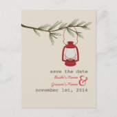 Olielamp Evergreen Tree Wedding Save The Date Aankondigingskaart (Voorkant)
