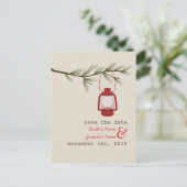 Olielamp Evergreen Tree Wedding Save The Date Aankondigingskaart (Staand voorkant)