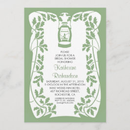 Olielantaarn en eikenboom rustiek vrijgezellenfees kaart