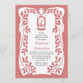 Olielantaarn en eikenboom rustiek vrijgezellenfees kaart