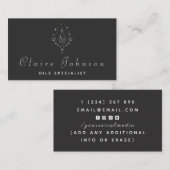 Oliën Specialist Bloemenportie Getrokken Illustrat Visitekaartje (Voorkant / Achterkant)