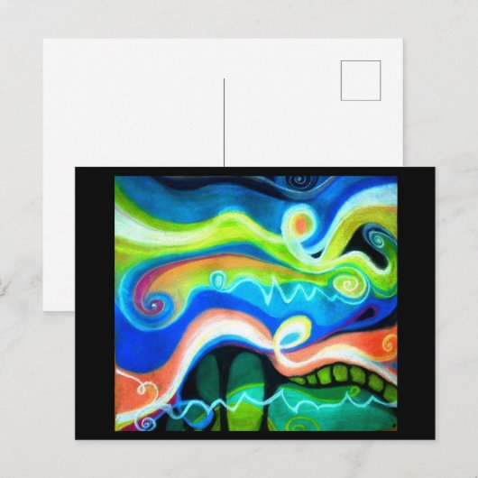 oliepastel Abstract Briefkaart | Zingen in tongen (Voorkant / Achterkant)