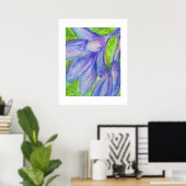 Oliepastel Paarse Bloem Poster (Thuiskantoor)