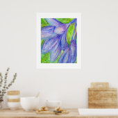 Oliepastel Paarse Bloem Poster (Keuken)