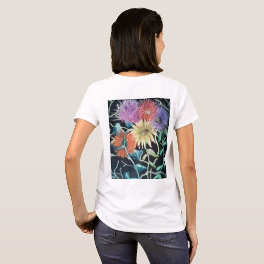 Oliepastelkrijt van wilde bloemen t-shirt (Achterkant volledig)