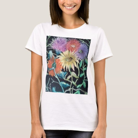 Oliepastelkrijt van wilde bloemen t-shirt (Voorkant)