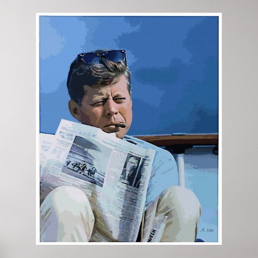 Oliepastelschilderij John F. Kennedy Poster (Voorkant)