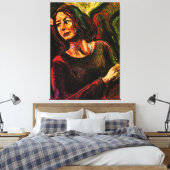 Oliepastelschilderij van een vrouw in een trein canvas afdruk (Insitu (Slaapkamer))