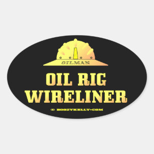 Olieplatform Wireliner, Olie, Gas, Slickline, Olie Ovale Sticker