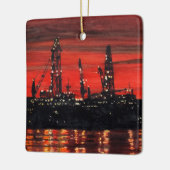 Olieplatforms 's nachts keramisch ornament (Links)