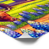 Oliepomp en Longhorn vee in Texas Perfect Poster (Hoek)