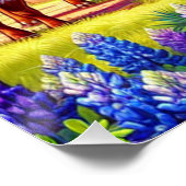 Oliepomp en Longhorn vee in Texas Perfect Poster (Hoek)