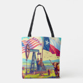 Oliepomp en Longhorn vee in Texas Tote Bag (Achterkant)