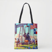 Oliepomp en Longhorn vee in Texas Tote Bag (Voorkant)