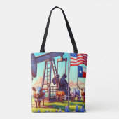 Oliepomp en Longhorn vee in Texas Tote Bag (Achterkant)
