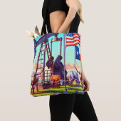 Oliepomp en Longhorn vee in Texas Tote Bag (Dichtbij)