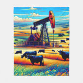 Oliepomp Jack kleurrijke achtergrond Koeien in het Fleece Deken (Voorkant)