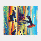 Oliepomp Jack kleurrijke achtergrond Koeien in het Fleece Deken (Voorkant (Horizontaal))