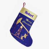 Oliepomp Jack Merry Christmas Blue Kleine Kerstsok (Voorkant (Hangend))