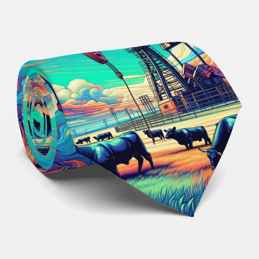Oliepomp Jack met zwarte Koeien Stropdas (Opgerold)