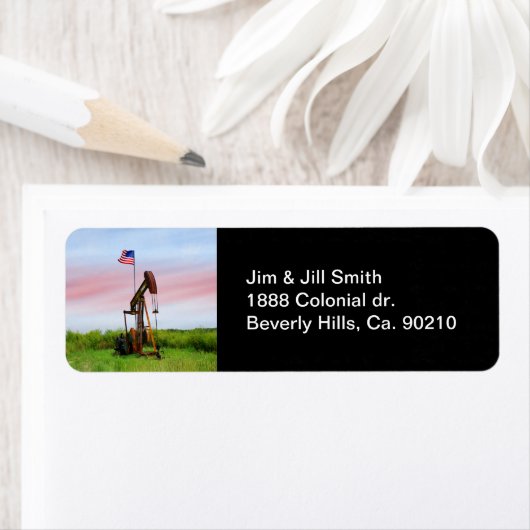 Oliepomp met Amerikaanse vlag Etiket (Insitu)