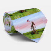 Oliepomp met Amerikaanse vlag Stropdas (Opgerold)