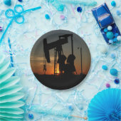 Oliepompaansluiting op Borden van het Sunset Party Papieren Bordje (Feest)