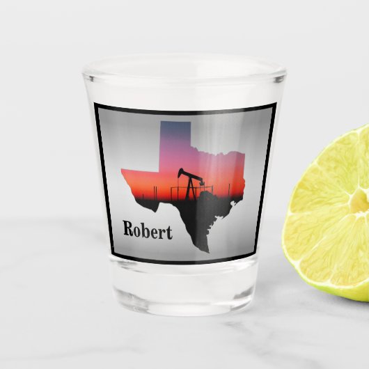 Olieputpomp Jack Texas Shape gepersonaliseerd Shot Glas (Voorkant)