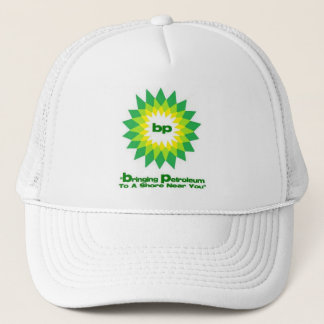 olieramp met bp-slogan trucker pet
