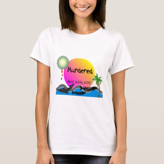 Olieramp met T-shirts en producten (Voorkant)