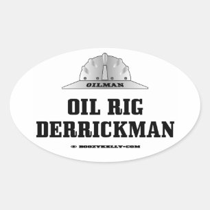 Olierijg, Derrickman, Boorlling, Derrick, Olieveld Ovale Sticker