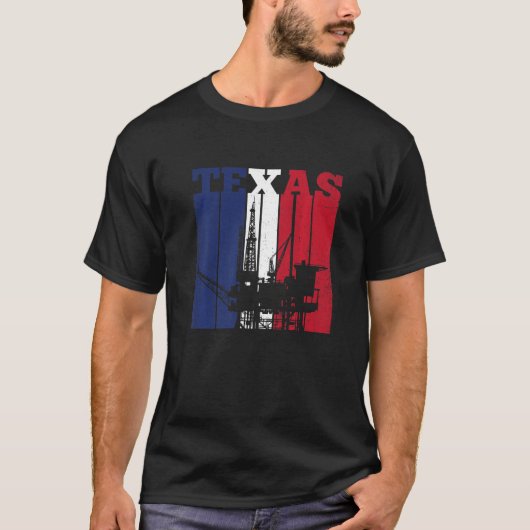Olierijg Texas - Vlag olievlek Rig Drilling T-shirt (Voorkant)