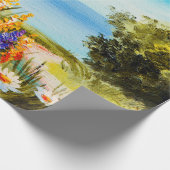 olieschilderbloemen nabij het zee, kamilleveld, cadeaupapier (Hoek)