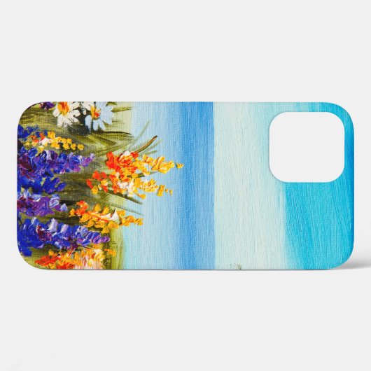 olieschilderbloemen nabij het zee, kamilleveld, Case-Mate iPhone case (Achterkant (horizontaal))