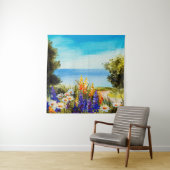 olieschilderbloemen nabij het zee, kamilleveld, wandkleed (In situ)