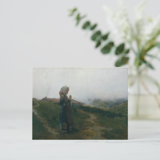 Olieschilderend jong meisje dat Schilderachtig lan Briefkaart (Staand voorkant)