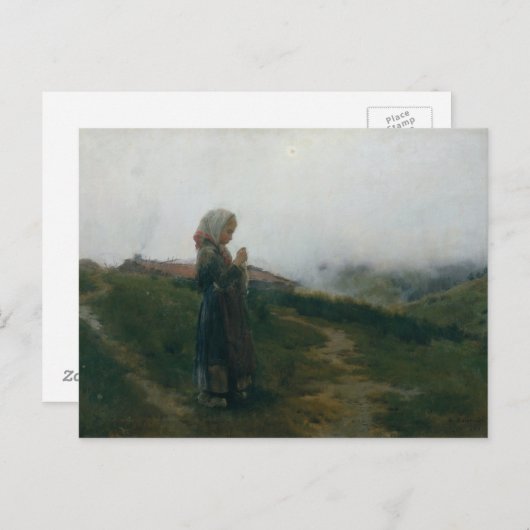 Olieschilderend jong meisje dat Schilderachtig lan Briefkaart (Voorkant / Achterkant)