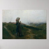 Olieschilderend jong meisje dat Schilderachtig lan Poster (Voorkant)