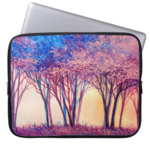 Olieschilderende kleurrijke bomen. Abstract afbeel Laptop Sleeve