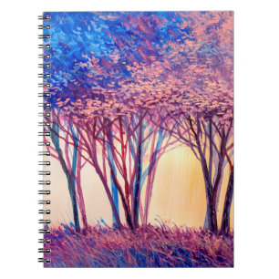 Olieschilderende kleurrijke bomen. Abstract afbeel Notitieboek