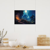 Olieschilderende surrealistische wikkeling in moon poster (Keuken)