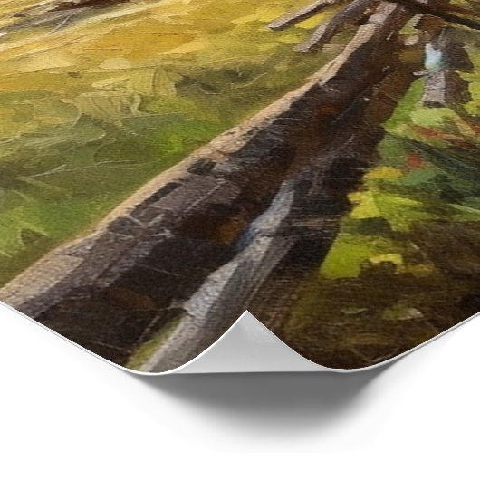 Olieschilderende wikkelpad bosweide naar het weste poster (Hoek)