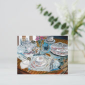 olieschilderij leeft nog steeds van china tea set  briefkaart (Staand voorkant)
