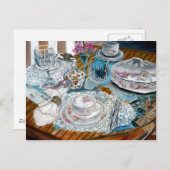 olieschilderij leeft nog steeds van china tea set  briefkaart (Voorkant / Achterkant)