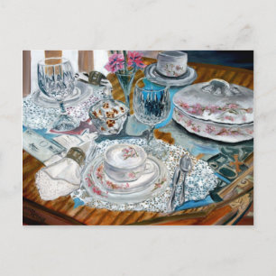 olieschilderij leeft nog steeds van china tea set  briefkaart