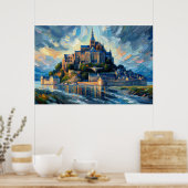 Olieschilderij Mont-Saint-Michel Poster (Keuken)