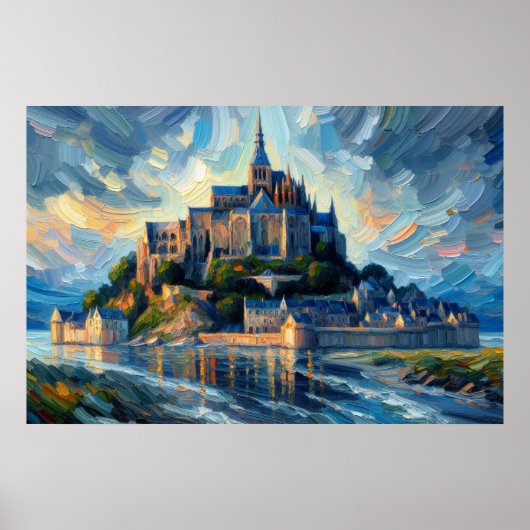 Olieschilderij Mont-Saint-Michel Poster (Voorkant)
