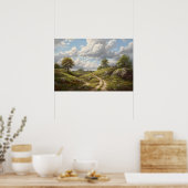 Olieschilderij van de wikkelingsweg door de heuvel poster (Keuken)